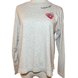 Old Navy | Light Gray Crewneck Long Sleeve Embroidered Top | Size S